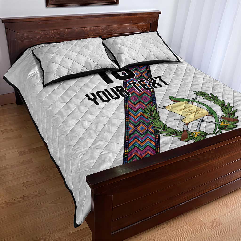 Custom Guatemala Football Quilt Bed Set Los Chapines White Version - Wonder Print Shop