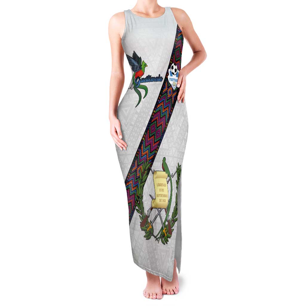 Custom Guatemala Football Tank Maxi Dress Los Chapines White Version - Wonder Print Shop