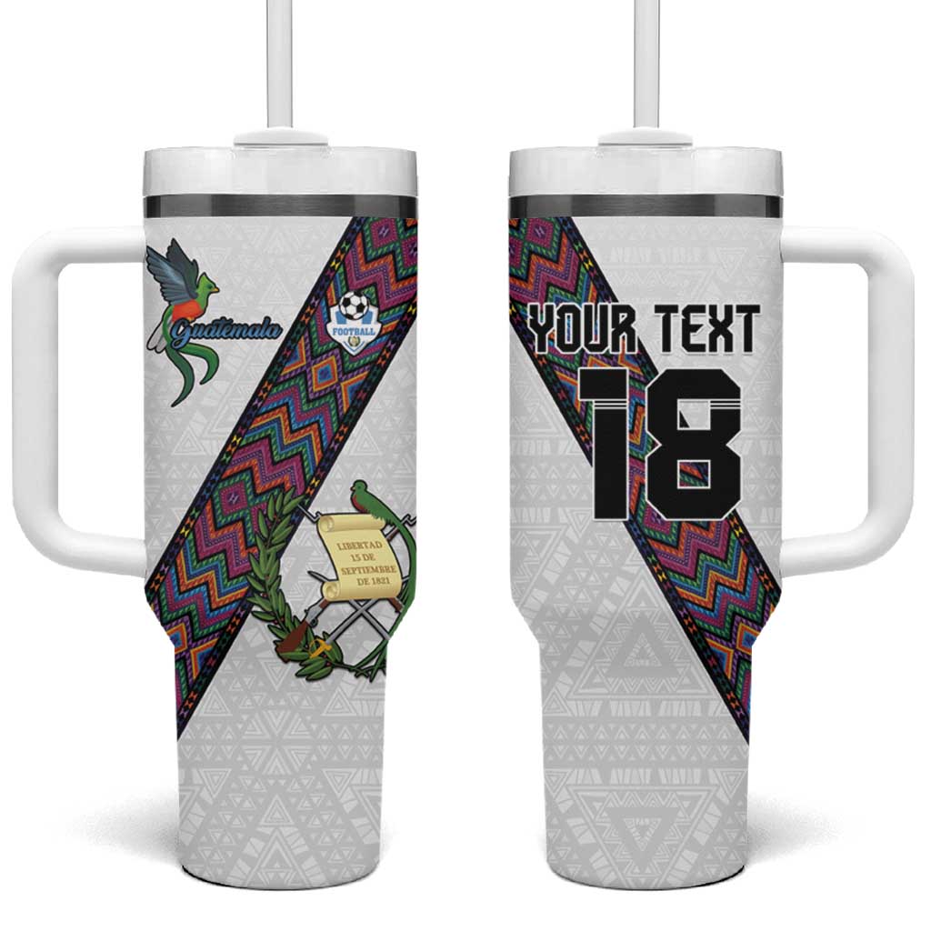 Custom Guatemala Football Tumbler With Handle Los Chapines White Version - Wonder Print Shop