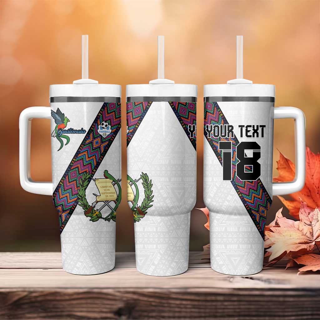 Custom Guatemala Football Tumbler With Handle Los Chapines White Version - Wonder Print Shop