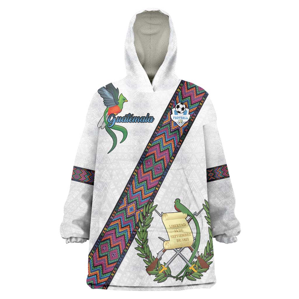 Custom Guatemala Football Wearable Blanket Hoodie Los Chapines White Version - Wonder Print Shop