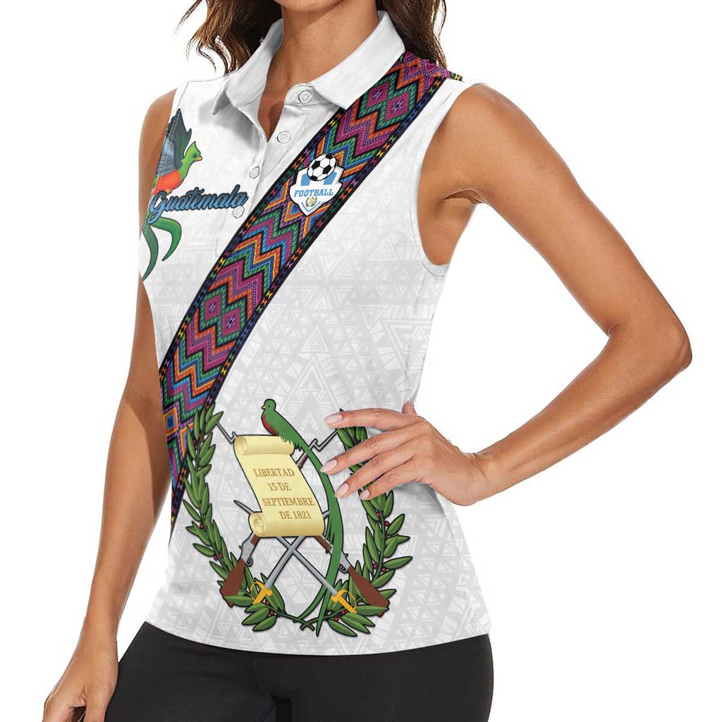 Custom Guatemala Football Women Sleeveless Polo Shirt Los Chapines White Version - Wonder Print Shop