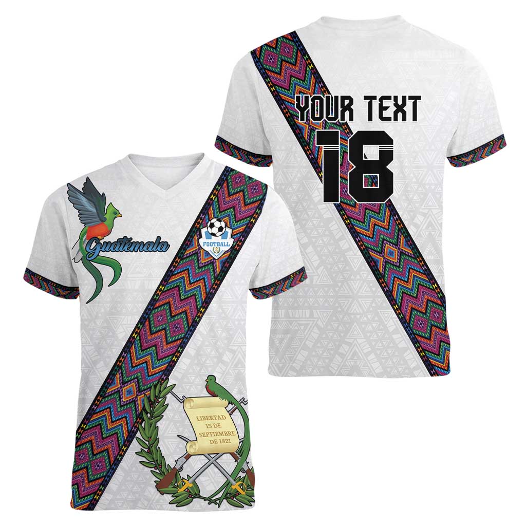 Custom Guatemala Football Women V-Neck T-Shirt Los Chapines White Version - Wonder Print Shop