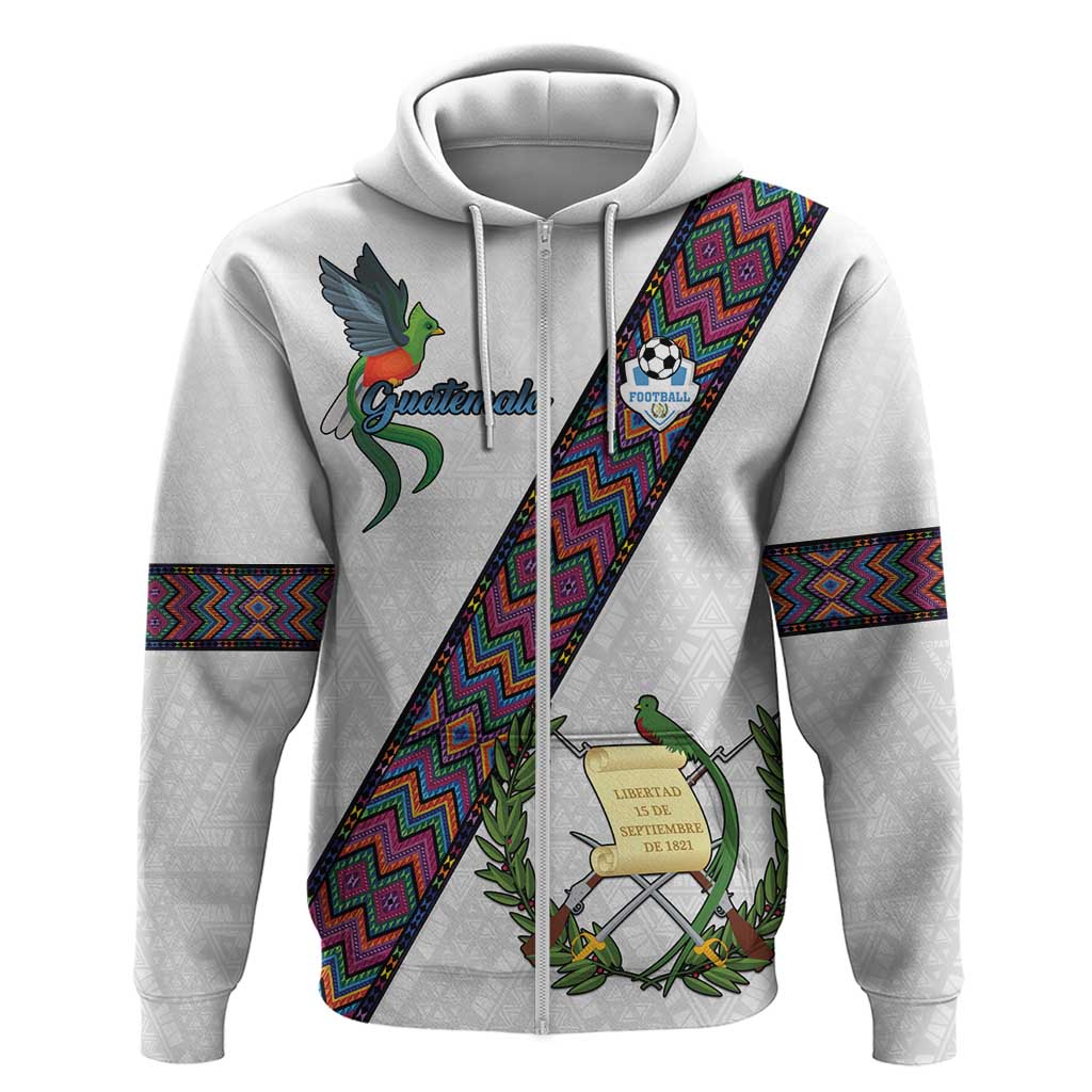 Custom Guatemala Football Zip Hoodie Los Chapines White Version - Wonder Print Shop
