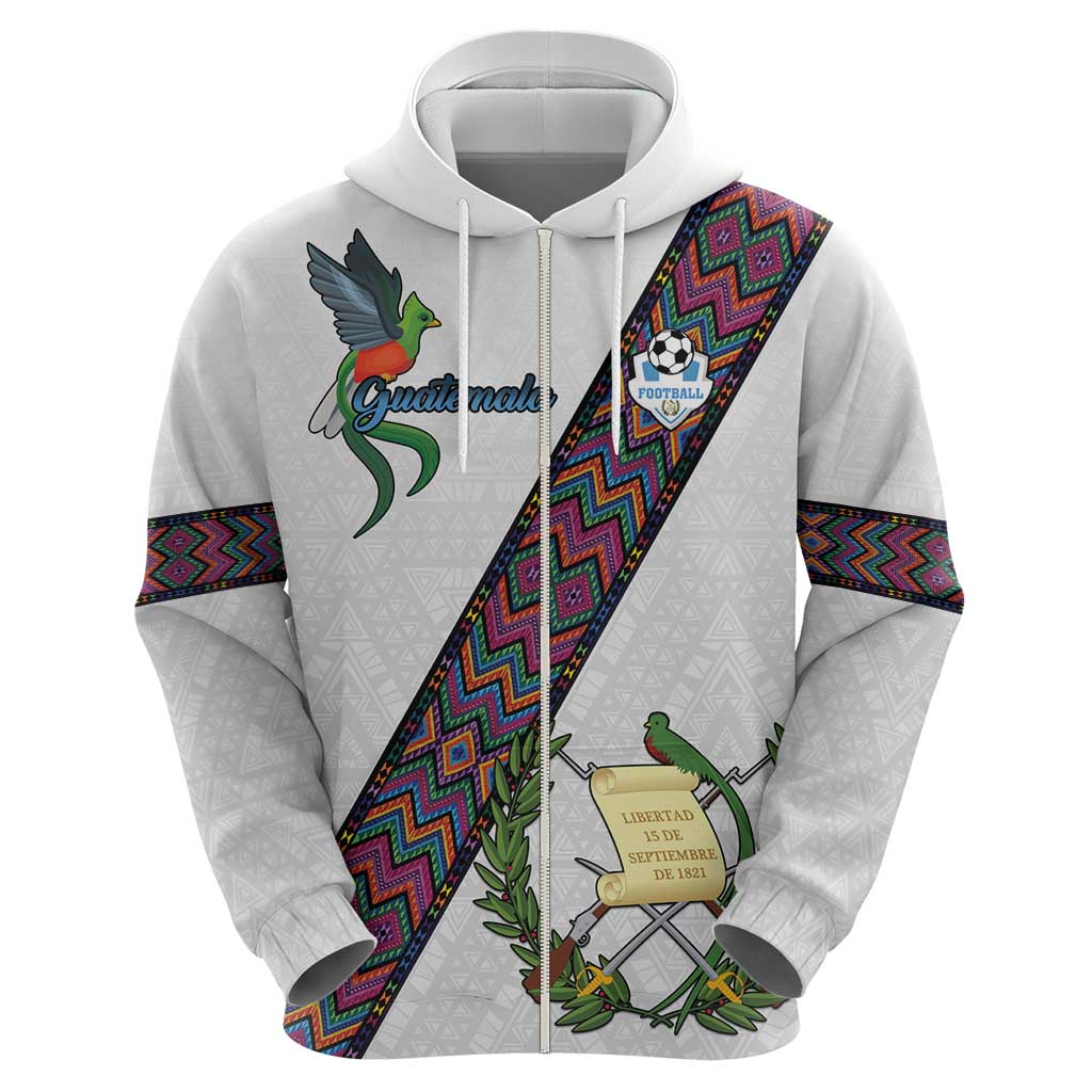 Custom Guatemala Football Zip Hoodie Los Chapines White Version - Wonder Print Shop