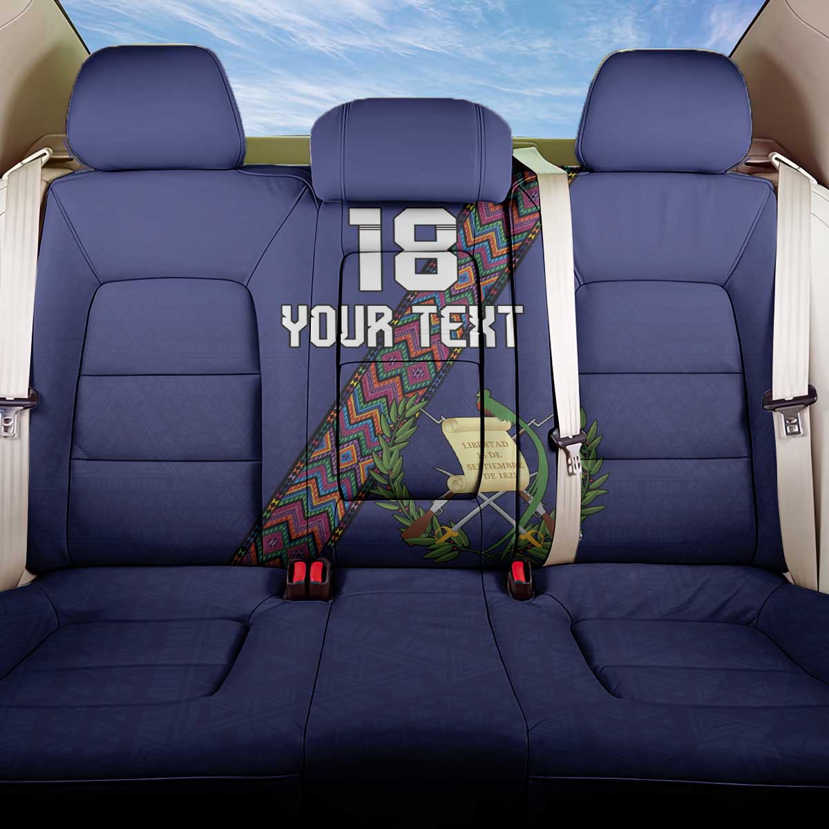 Custom Guatemala Football Back Car Seat Cover Los Chapines Blue Version - Wonder Print Shop