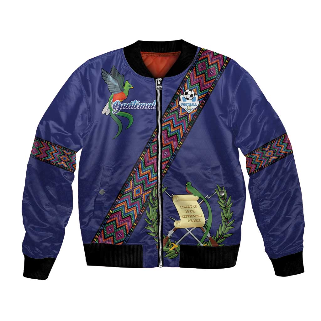 Custom Guatemala Football Bomber Jacket Los Chapines Blue Version - Wonder Print Shop