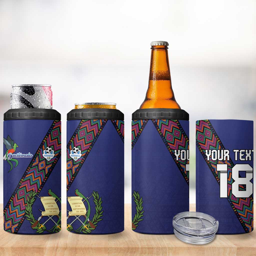 Custom Guatemala Football 4 in 1 Can Cooler Tumbler Los Chapines Blue Version - Wonder Print Shop