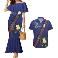 Custom Guatemala Football Couples Matching Mermaid Dress and Hawaiian Shirt Los Chapines Blue Version - Wonder Print Shop