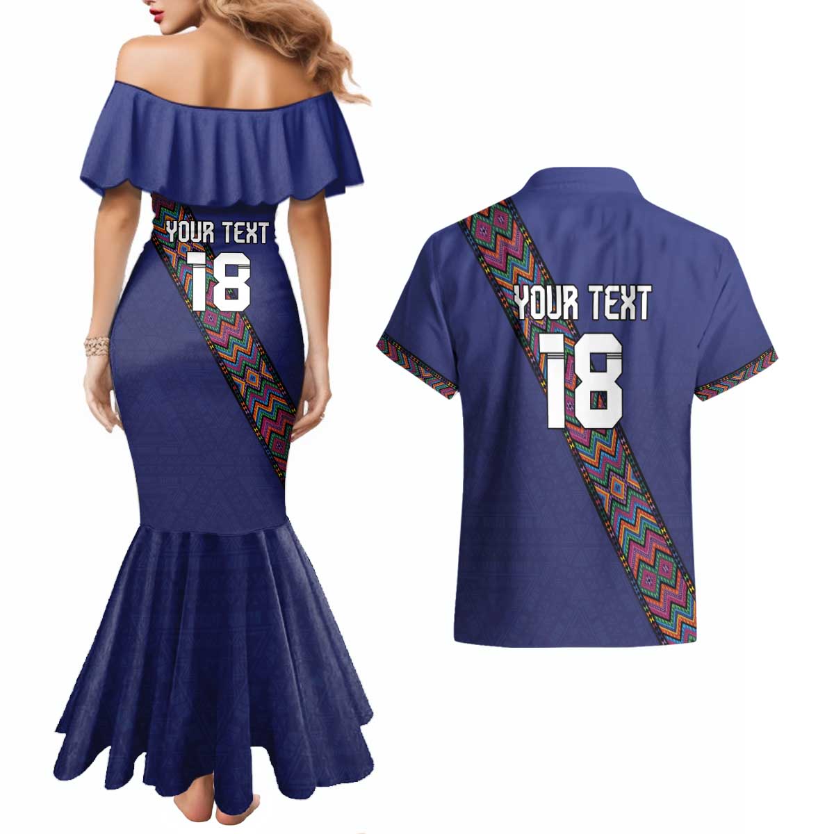 Custom Guatemala Football Couples Matching Mermaid Dress and Hawaiian Shirt Los Chapines Blue Version - Wonder Print Shop