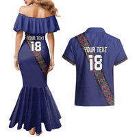 Custom Guatemala Football Couples Matching Mermaid Dress and Hawaiian Shirt Los Chapines Blue Version - Wonder Print Shop