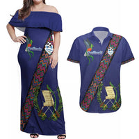 Custom Guatemala Football Couples Matching Off Shoulder Maxi Dress and Hawaiian Shirt Los Chapines Blue Version - Wonder Print Shop
