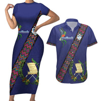 Custom Guatemala Football Couples Matching Short Sleeve Bodycon Dress and Hawaiian Shirt Los Chapines Blue Version - Wonder Print Shop