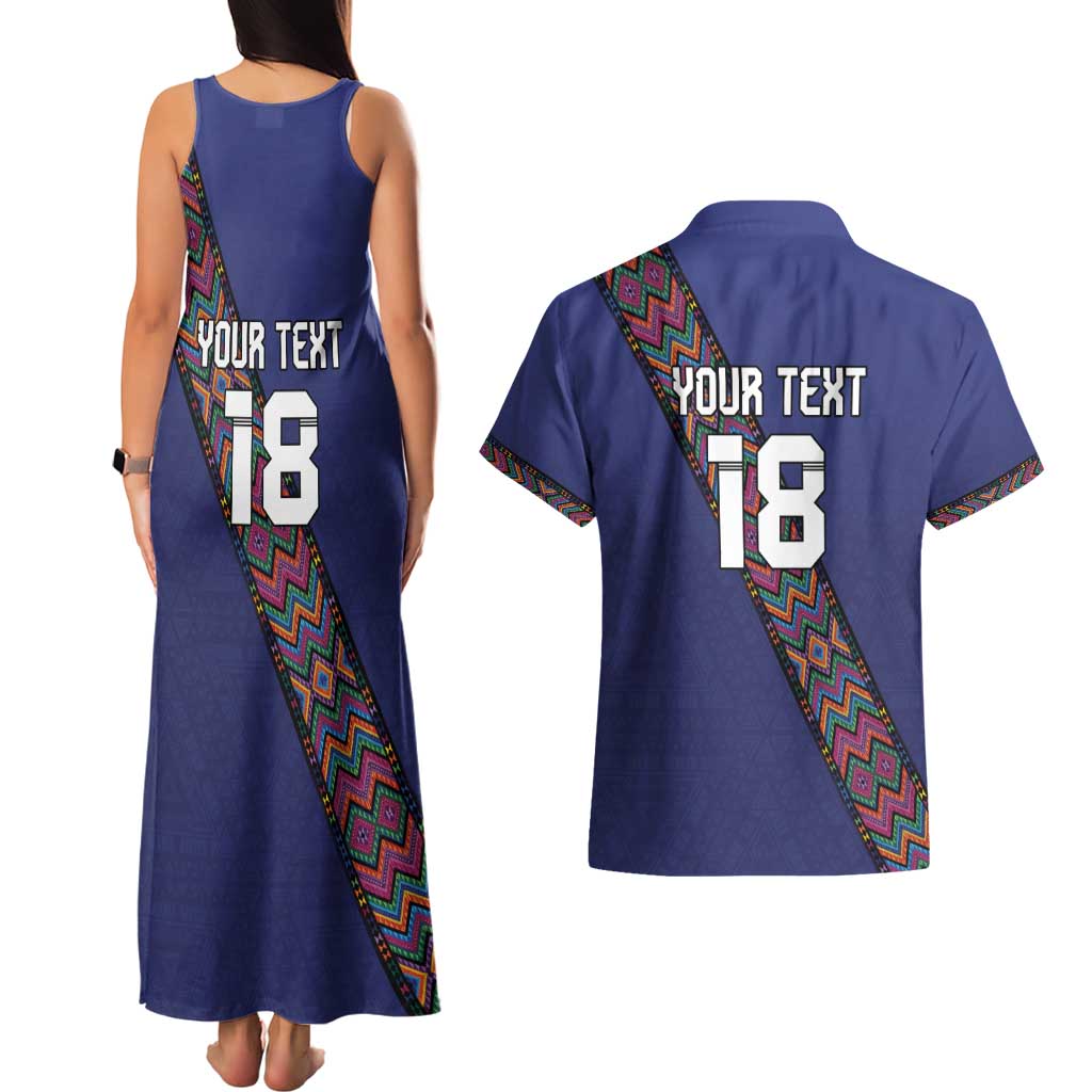 Custom Guatemala Football Couples Matching Tank Maxi Dress and Hawaiian Shirt Los Chapines Blue Version - Wonder Print Shop