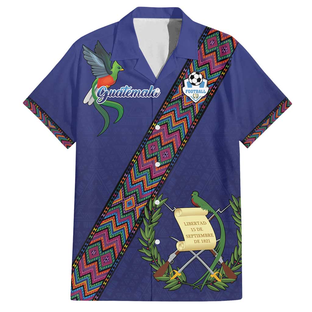 Custom Guatemala Football Family Matching Off Shoulder Short Dress and Hawaiian Shirt Los Chapines Blue Version - Wonder Print Shop