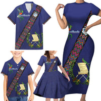 Custom Guatemala Football Family Matching Short Sleeve Bodycon Dress and Hawaiian Shirt Los Chapines Blue Version - Wonder Print Shop