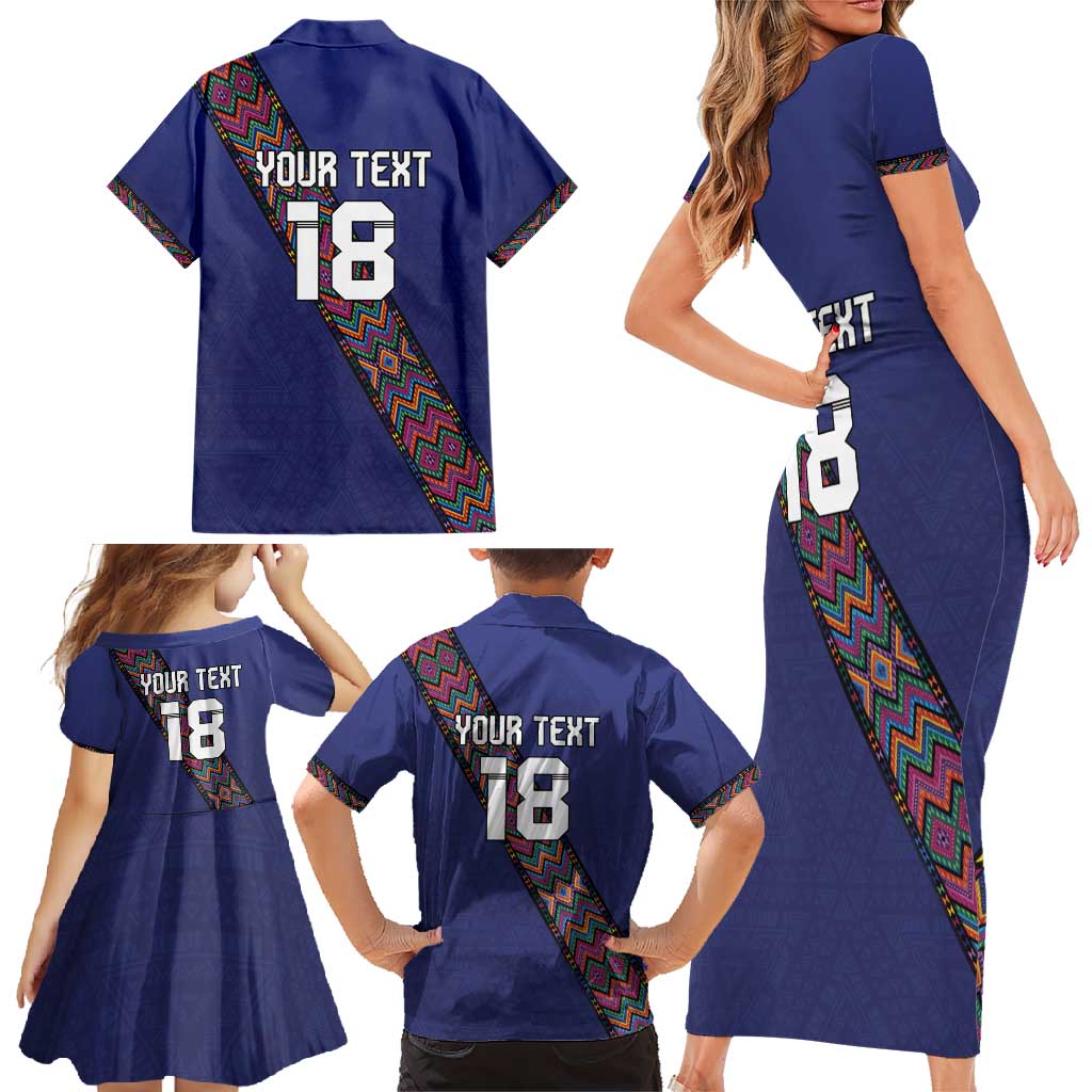 Custom Guatemala Football Family Matching Short Sleeve Bodycon Dress and Hawaiian Shirt Los Chapines Blue Version - Wonder Print Shop