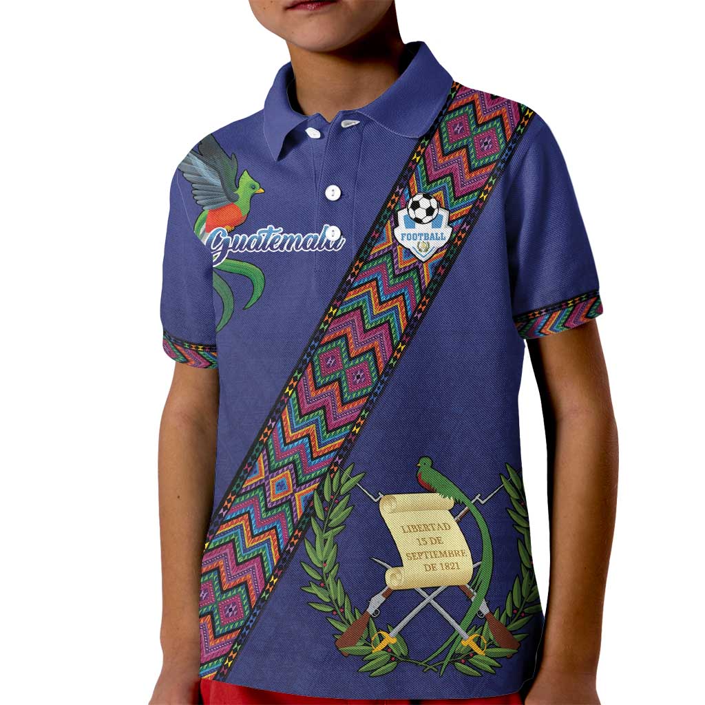 Custom Guatemala Football Kid Polo Shirt Los Chapines Blue Version - Wonder Print Shop