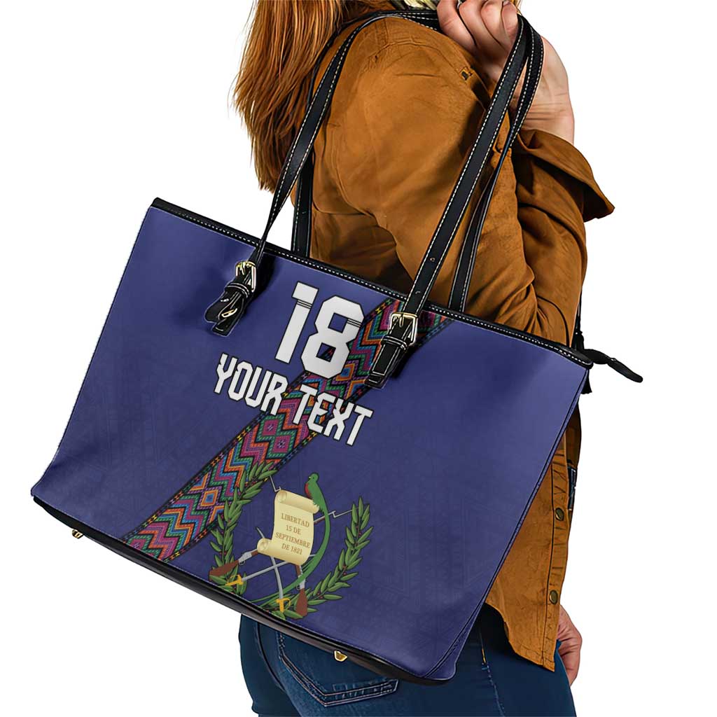 Custom Guatemala Football Leather Tote Bag Los Chapines Blue Version - Wonder Print Shop