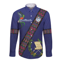 Custom Guatemala Football Long Sleeve Button Shirt Los Chapines Blue Version - Wonder Print Shop