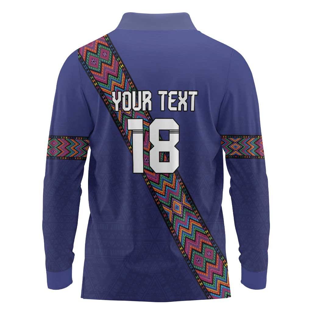 Custom Guatemala Football Long Sleeve Polo Shirt Los Chapines Blue Version - Wonder Print Shop