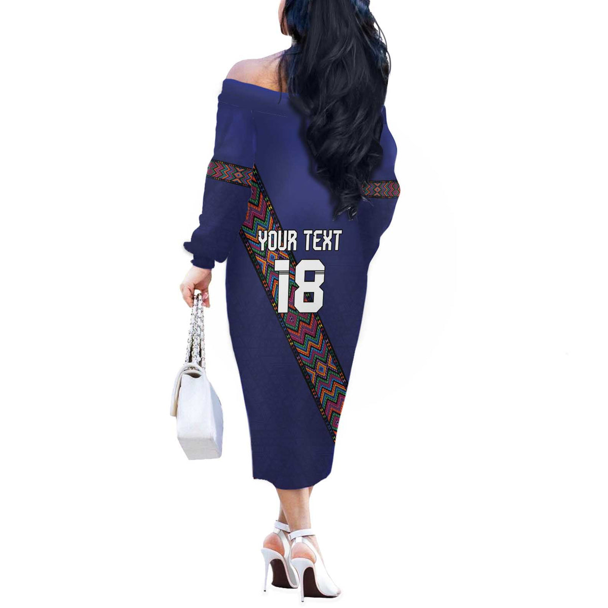 Custom Guatemala Football Off The Shoulder Long Sleeve Dress Los Chapines Blue Version - Wonder Print Shop