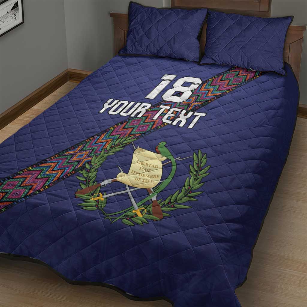 Custom Guatemala Football Quilt Bed Set Los Chapines Blue Version - Wonder Print Shop