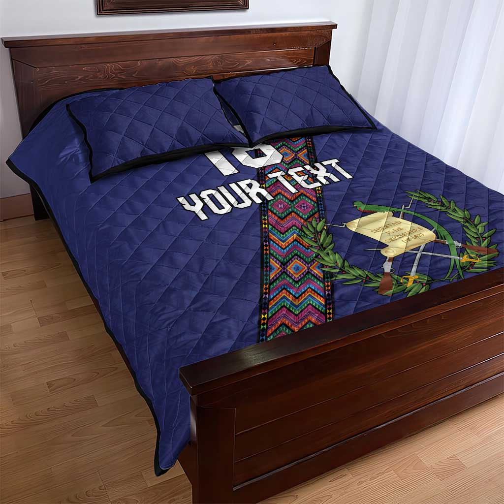 Custom Guatemala Football Quilt Bed Set Los Chapines Blue Version - Wonder Print Shop