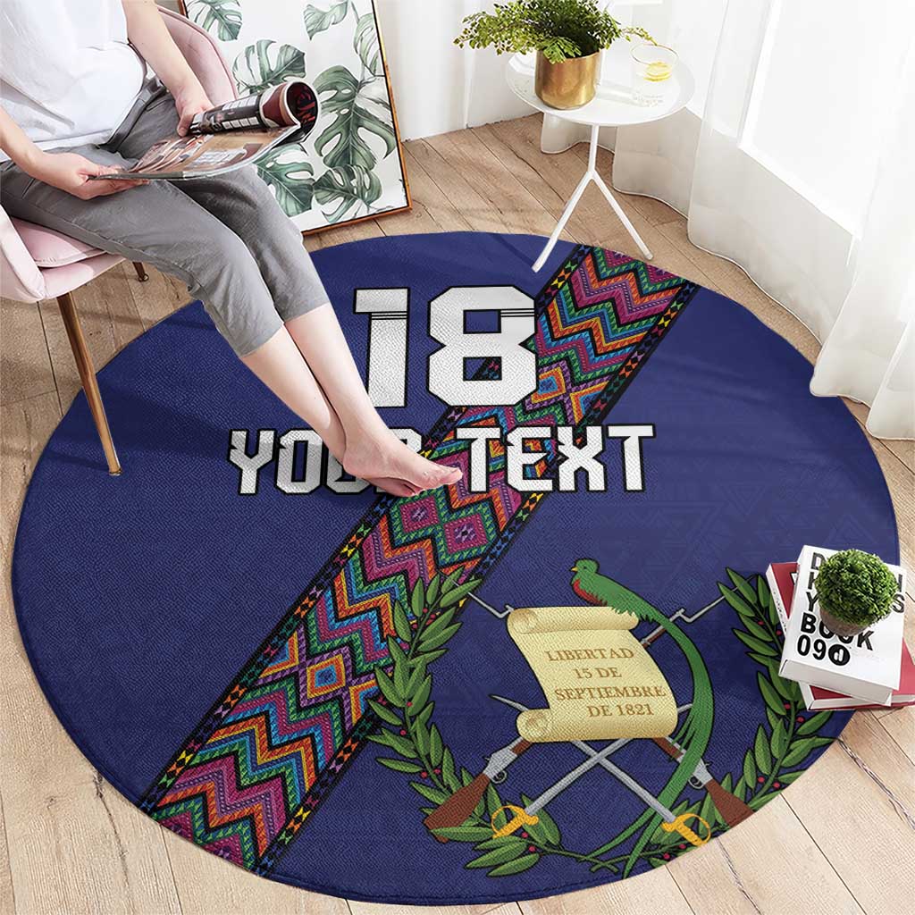 Custom Guatemala Football Round Carpet Los Chapines Blue Version - Wonder Print Shop