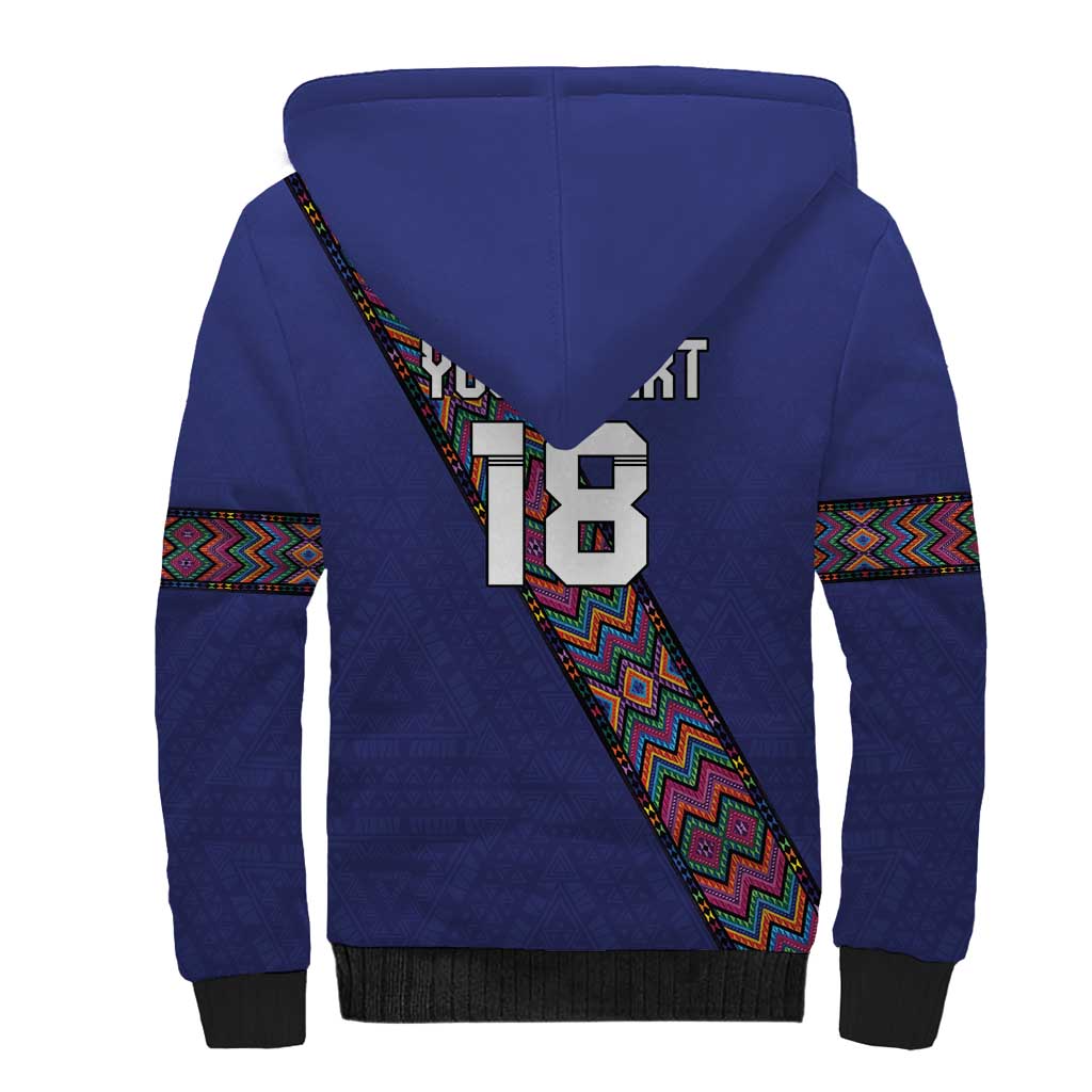 Custom Guatemala Football Sherpa Hoodie Los Chapines Blue Version - Wonder Print Shop