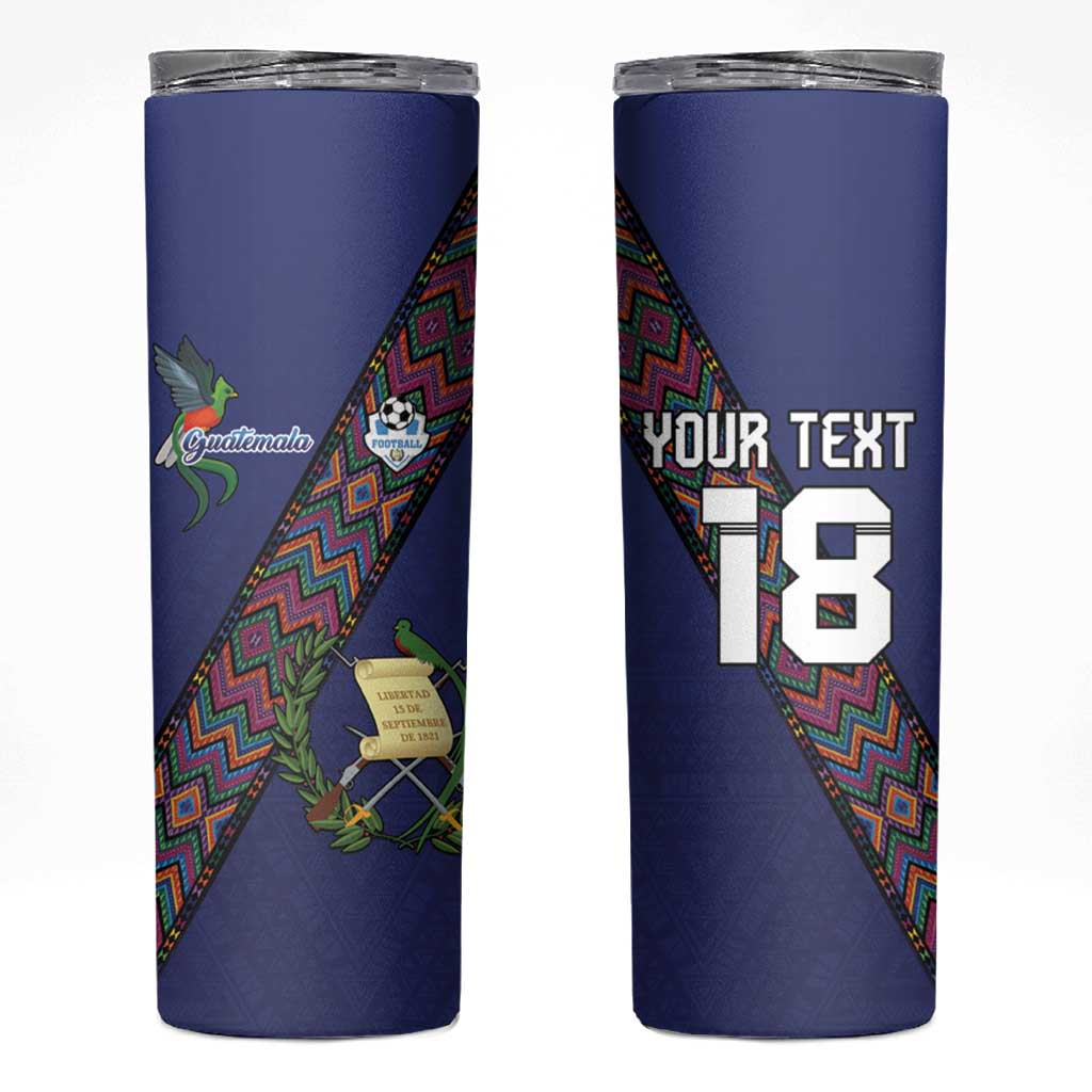 Custom Guatemala Football Skinny Tumbler Los Chapines Blue Version - Wonder Print Shop