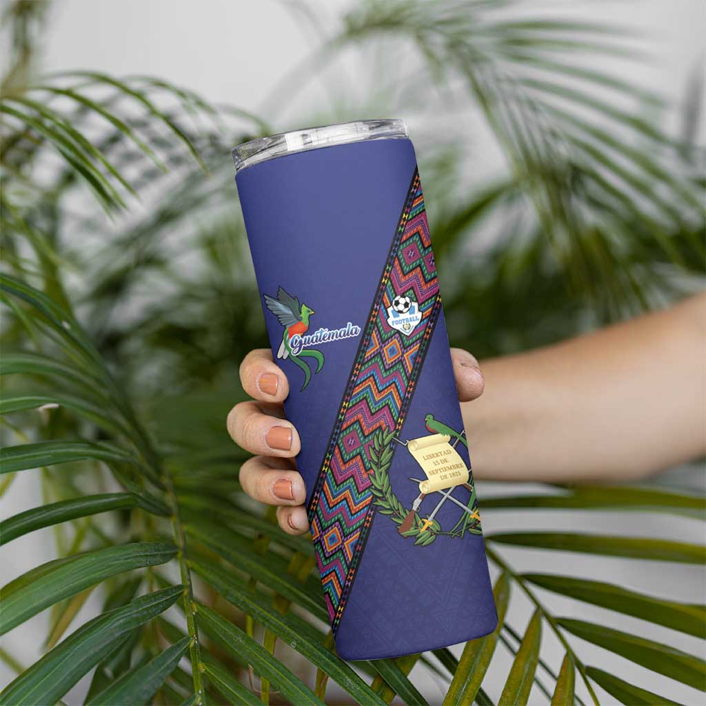 Custom Guatemala Football Skinny Tumbler Los Chapines Blue Version - Wonder Print Shop