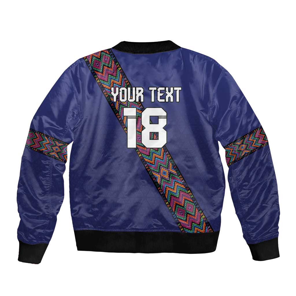 Custom Guatemala Football Sleeve Zip Bomber Jacket Los Chapines Blue Version - Wonder Print Shop