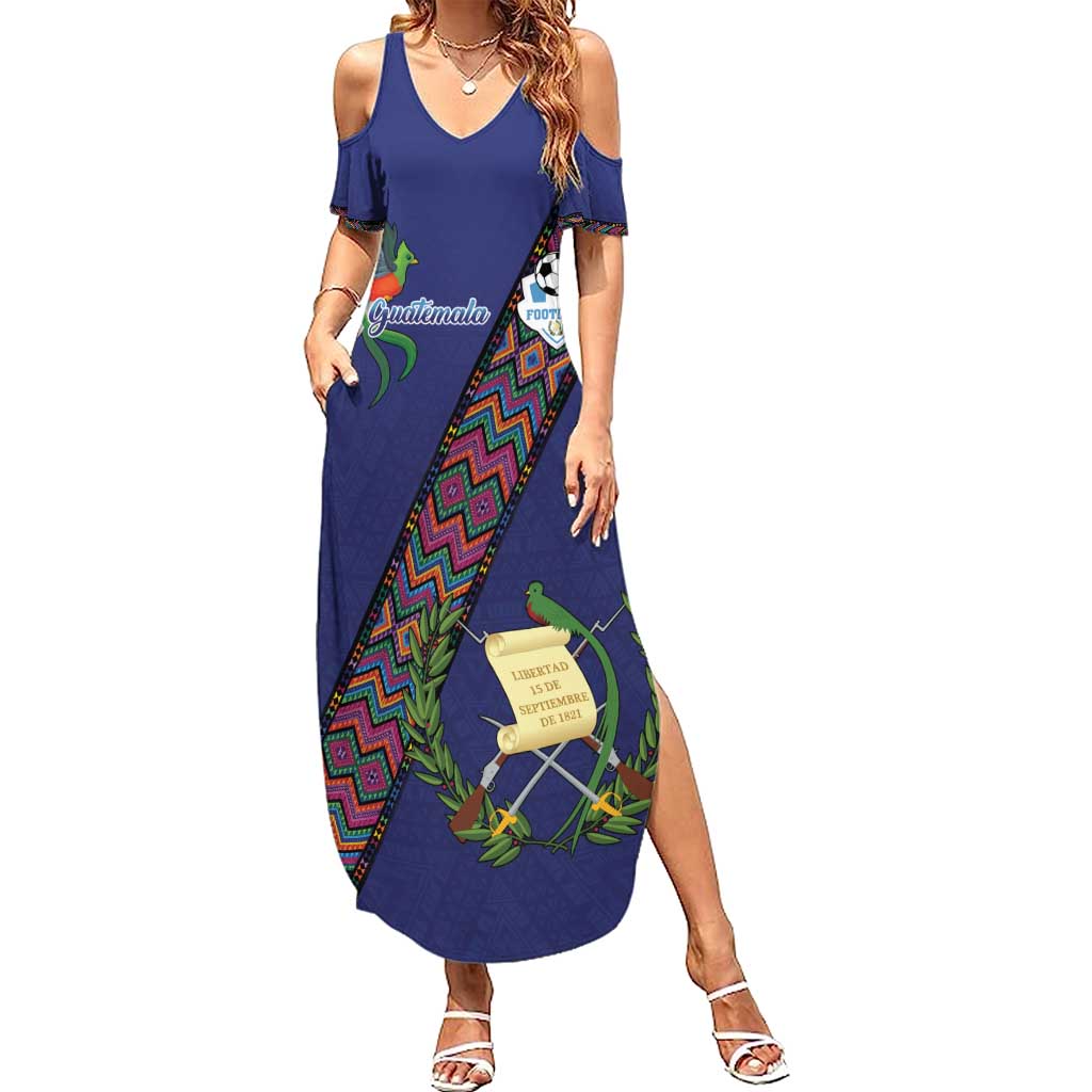 Custom Guatemala Football Summer Maxi Dress Los Chapines Blue Version - Wonder Print Shop