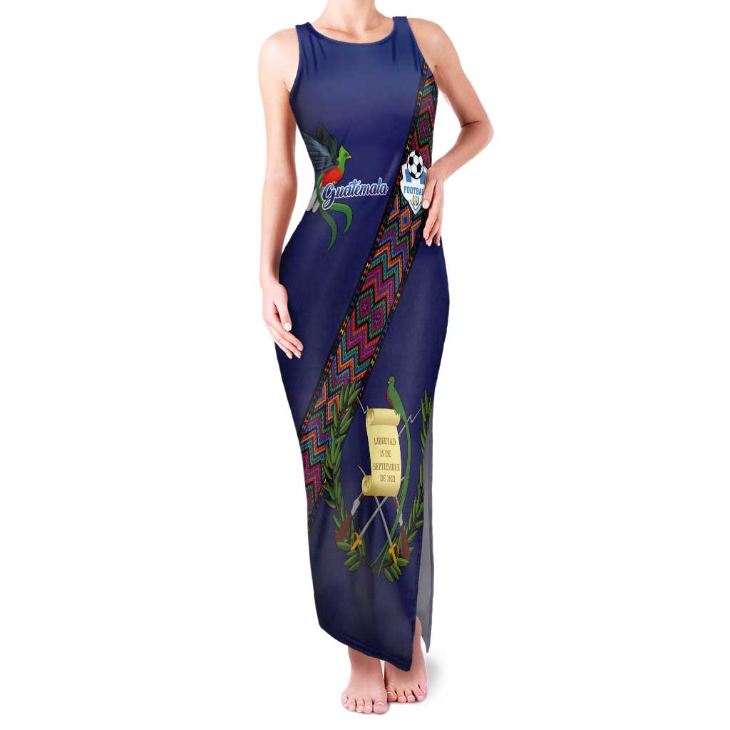 Custom Guatemala Football Tank Maxi Dress Los Chapines Blue Version - Wonder Print Shop