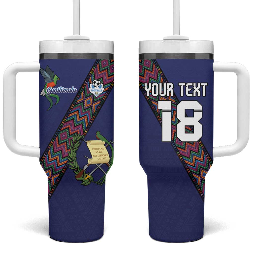 Custom Guatemala Football Tumbler With Handle Los Chapines Blue Version - Wonder Print Shop
