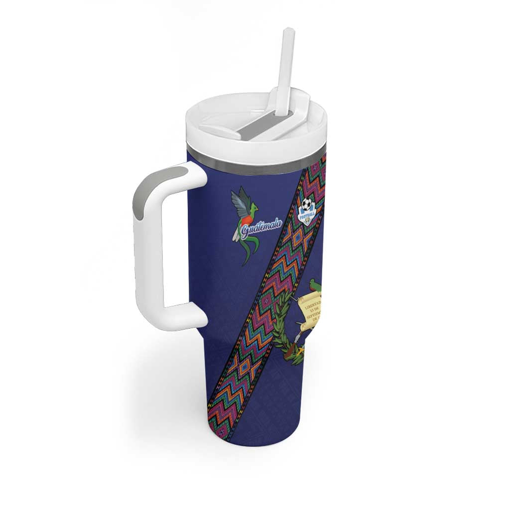 Custom Guatemala Football Tumbler With Handle Los Chapines Blue Version - Wonder Print Shop
