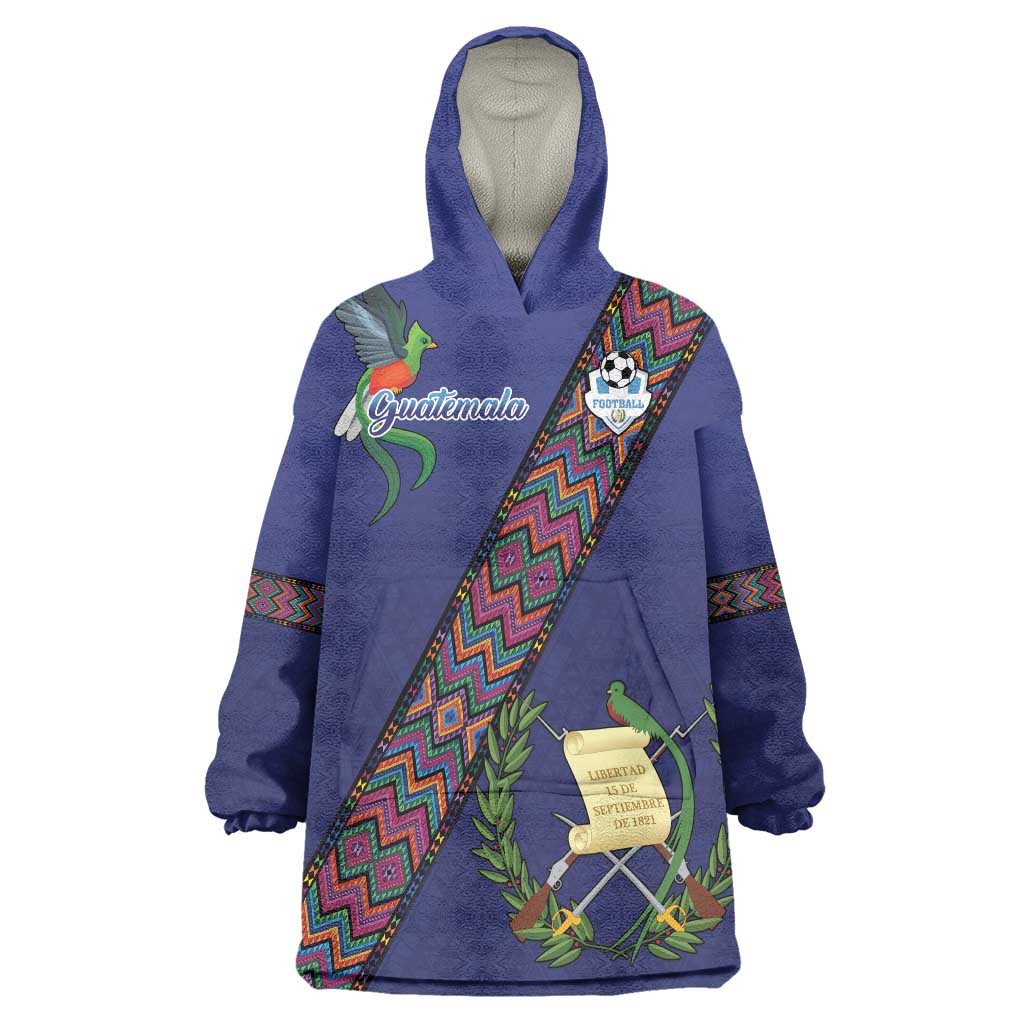 Custom Guatemala Football Wearable Blanket Hoodie Los Chapines Blue Version - Wonder Print Shop