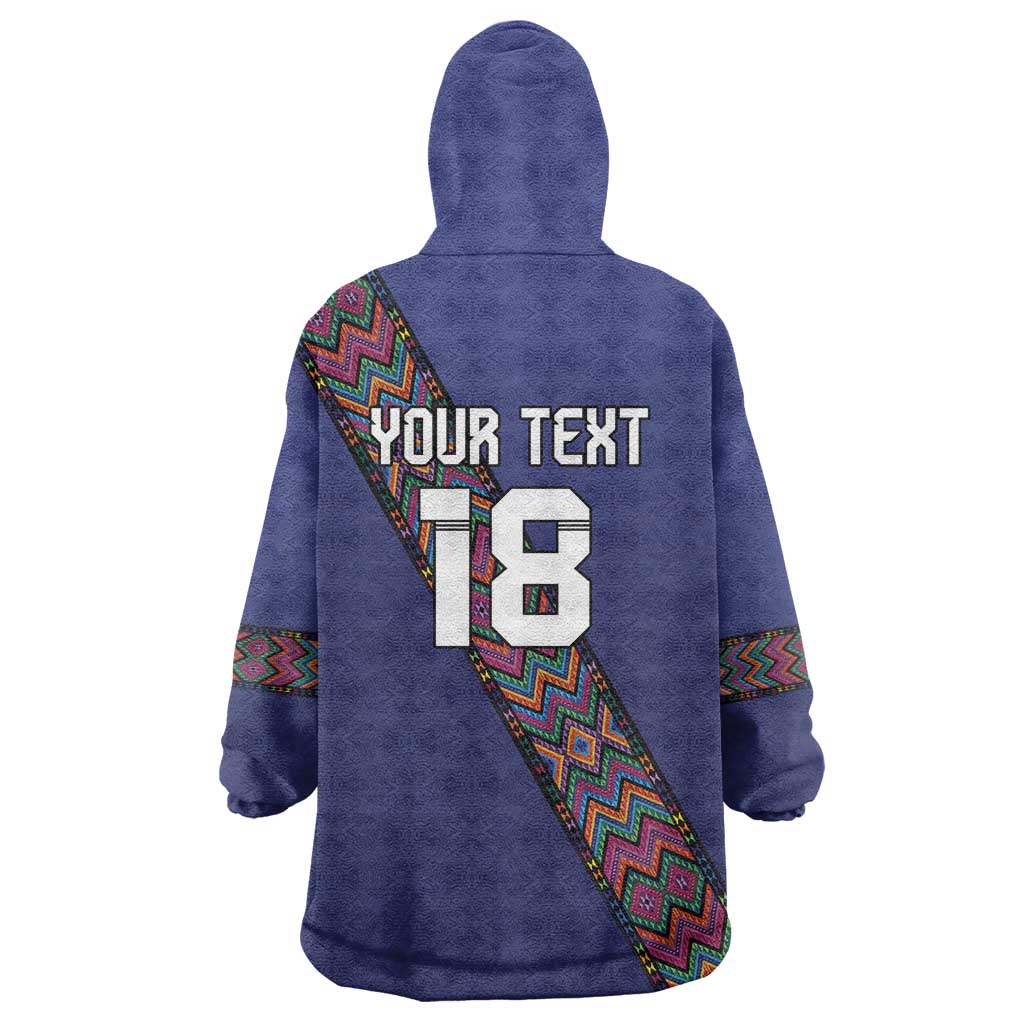 Custom Guatemala Football Wearable Blanket Hoodie Los Chapines Blue Version - Wonder Print Shop