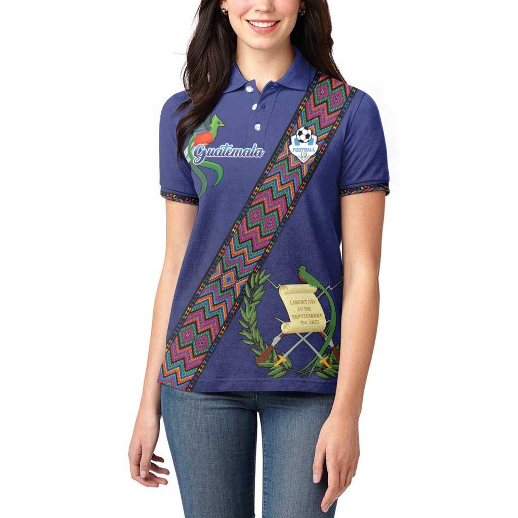 Custom Guatemala Football Women Polo Shirt Los Chapines Blue Version - Wonder Print Shop