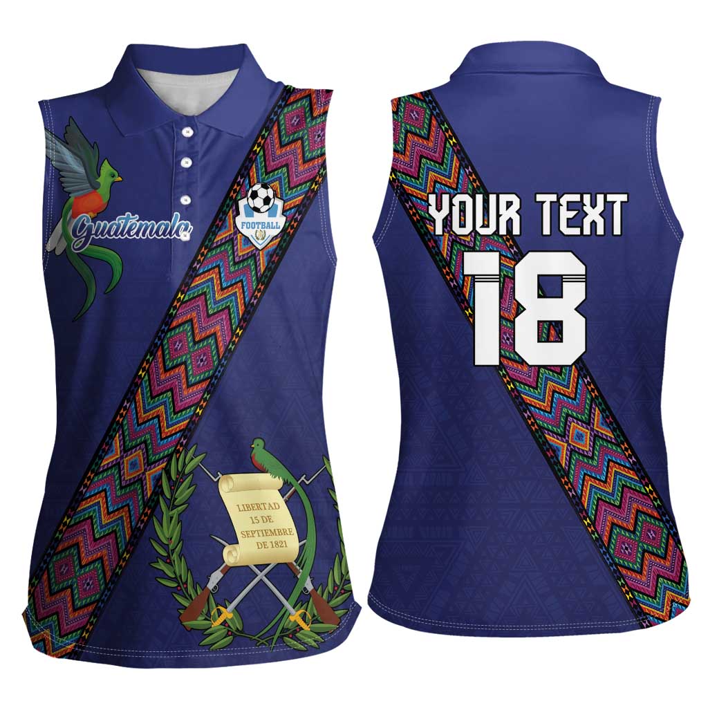 Custom Guatemala Football Women Sleeveless Polo Shirt Los Chapines Blue Version - Wonder Print Shop