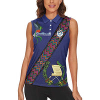 Custom Guatemala Football Women Sleeveless Polo Shirt Los Chapines Blue Version - Wonder Print Shop