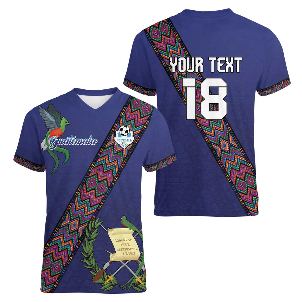 Custom Guatemala Football Women V-Neck T-Shirt Los Chapines Blue Version - Wonder Print Shop