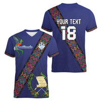 Custom Guatemala Football Women V-Neck T-Shirt Los Chapines Blue Version - Wonder Print Shop