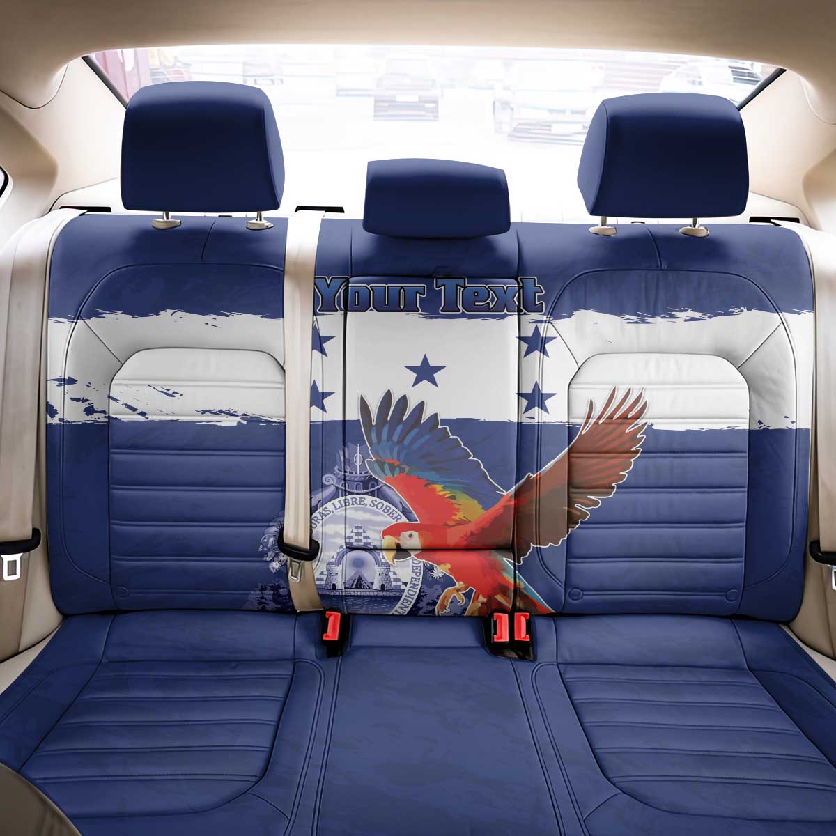 Honduras Independence Day Back Car Seat Cover Scarlet Macaw Flag Style - Wonder Print Shop