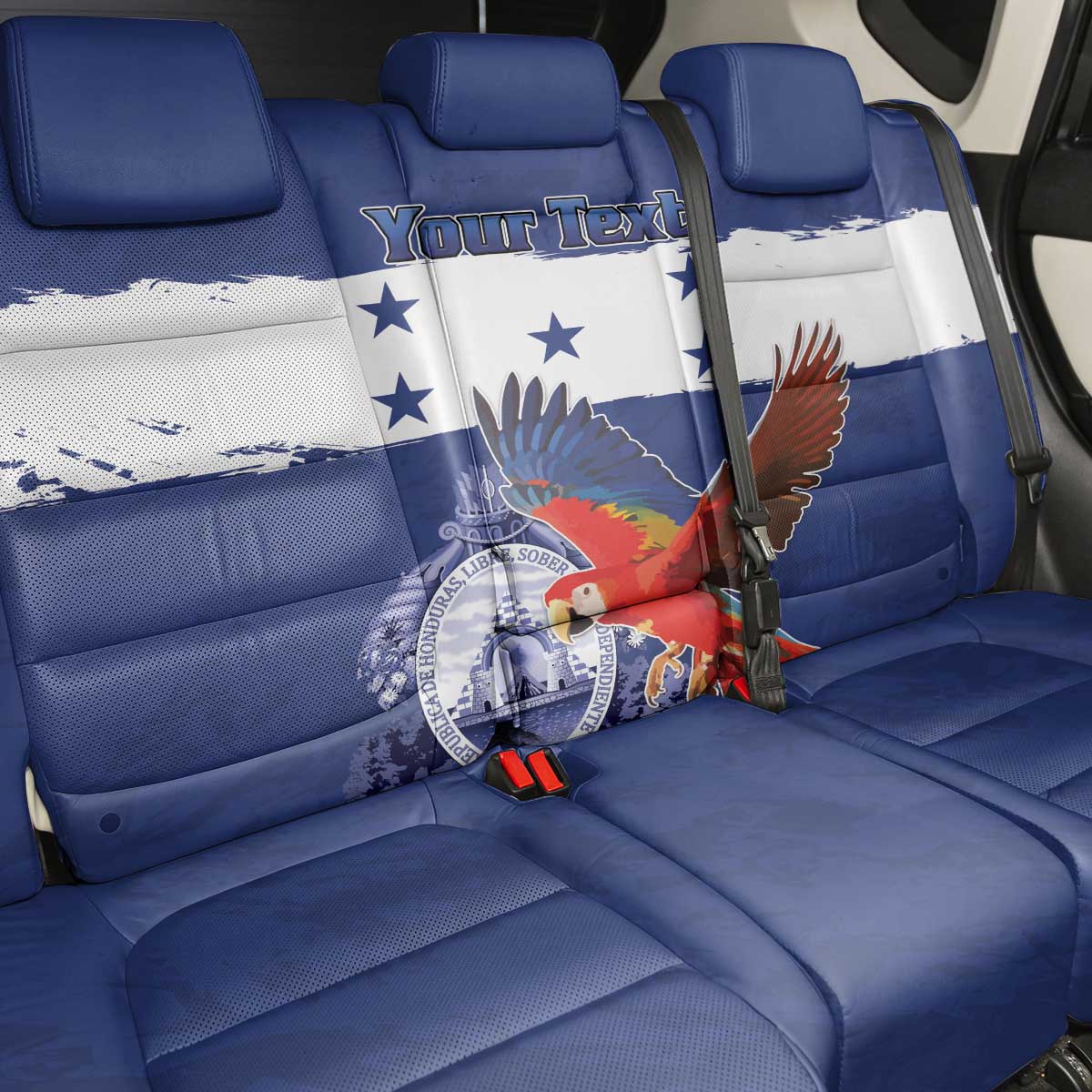 Honduras Independence Day Back Car Seat Cover Scarlet Macaw Flag Style - Wonder Print Shop