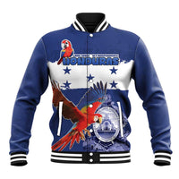 Honduras Independence Day Baseball Jacket Scarlet Macaw Flag Style - Wonder Print Shop