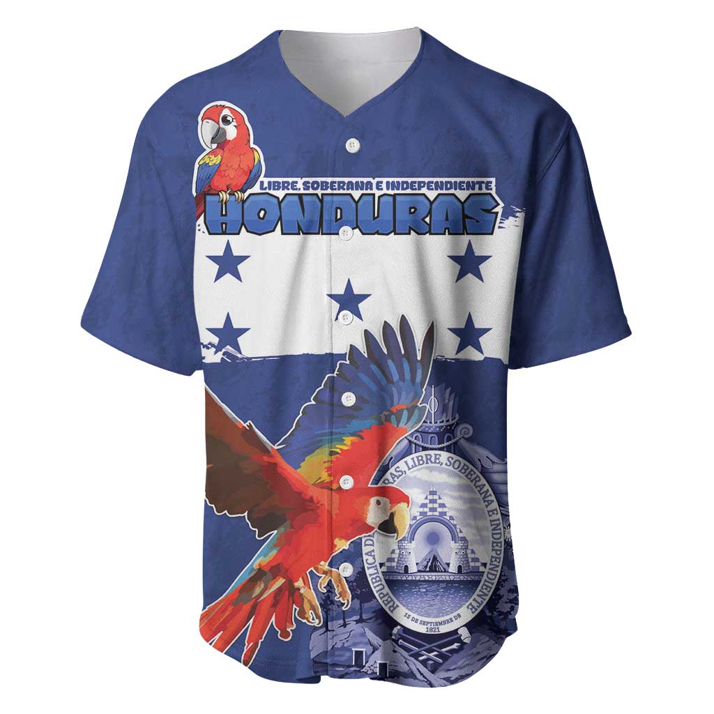 Honduras Independence Day Baseball Jersey Scarlet Macaw Flag Style - Wonder Print Shop