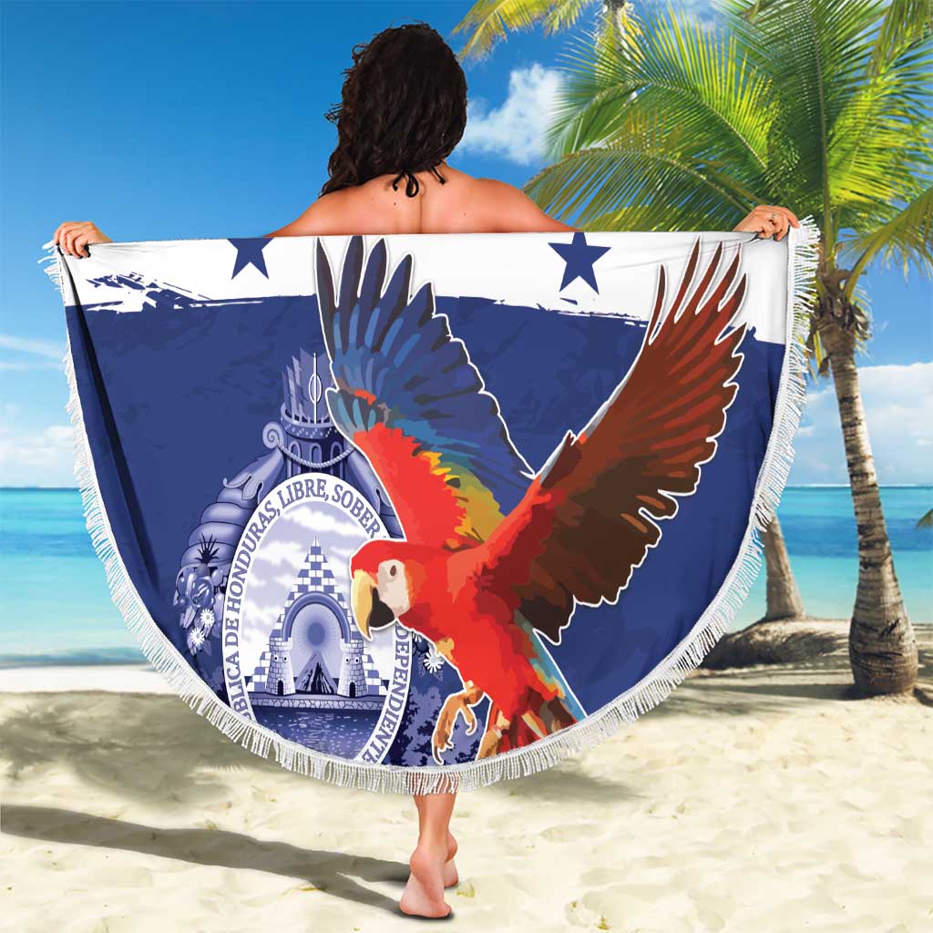 Honduras Independence Day Beach Blanket Scarlet Macaw Flag Style - Wonder Print Shop