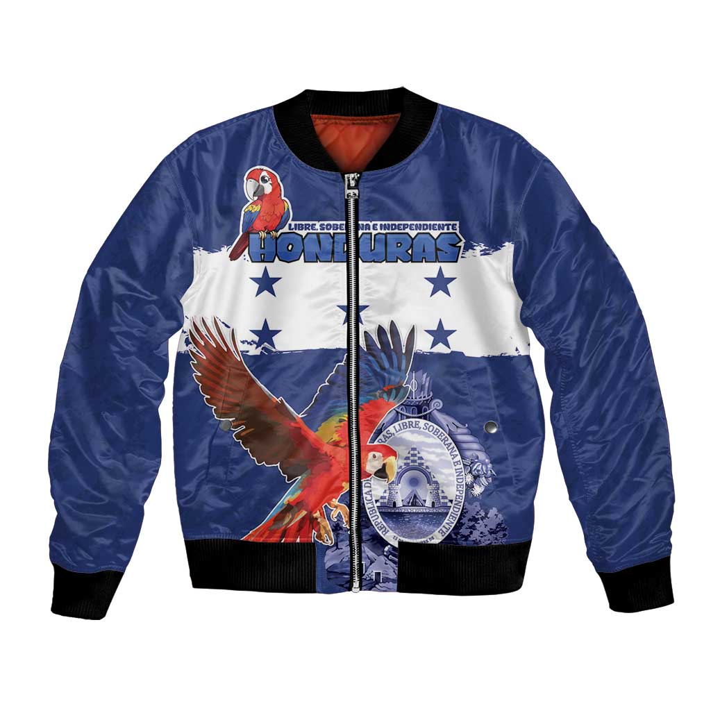 Honduras Independence Day Bomber Jacket Scarlet Macaw Flag Style - Wonder Print Shop